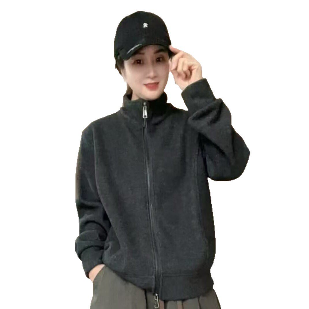 2026年春款外套女卫衣长袖立领外套上衣宽松休闲学院风慵懒风外套