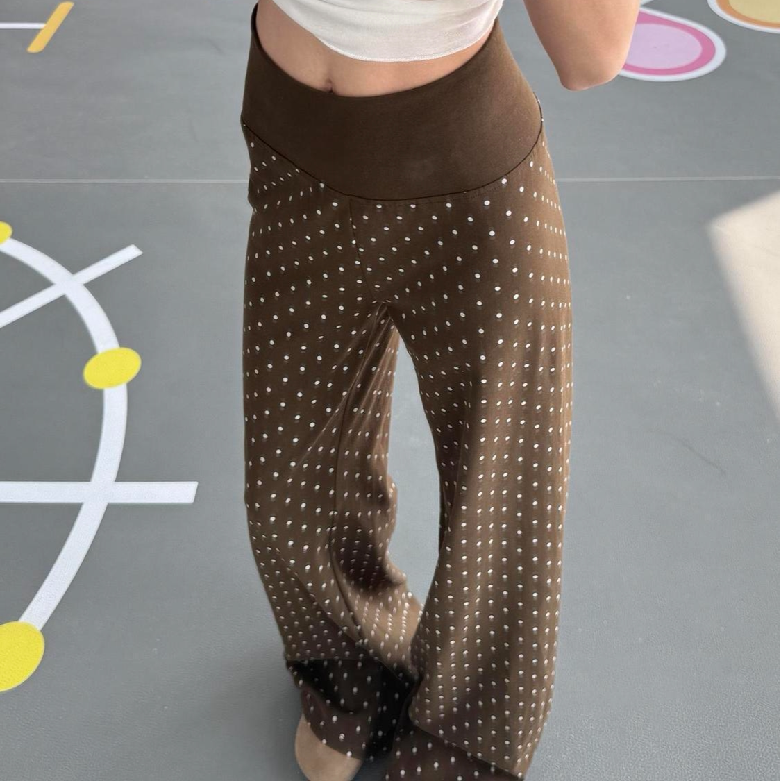 波点印花微喇裤女2026新款美式高腰显瘦百搭宽松直筒运动休闲长裤