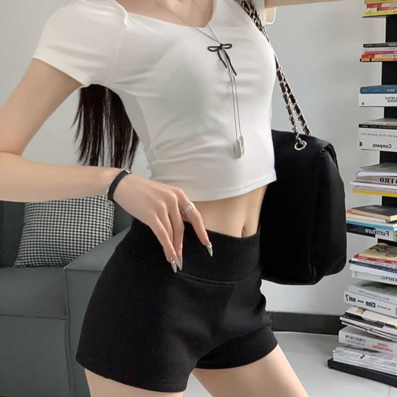 灰色高腰运动短裤女夏季外穿2026新款美式修身辣妹休闲包臀热裤子