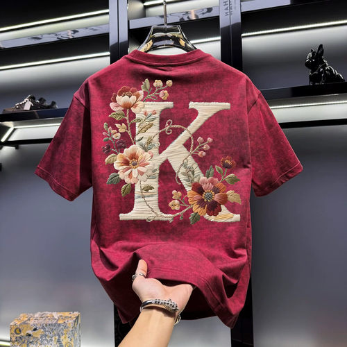 美式复古扎染潮T男女短袖