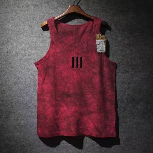 外贸尾货余货100%纯棉潮牌扎染吊带背心男夏季宽松圆领无袖上衣