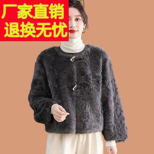 高级感小香风牛角扣短款皮草外套2025新款秋冬皮毛一体加厚上衣女