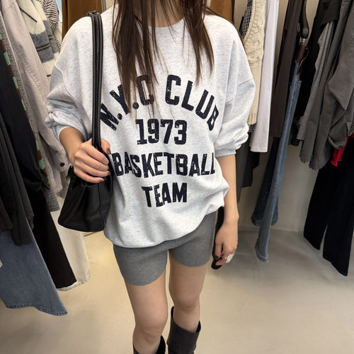 wait more秋季新款 美式复古字母印花上衣休闲圆领长袖卫衣611326