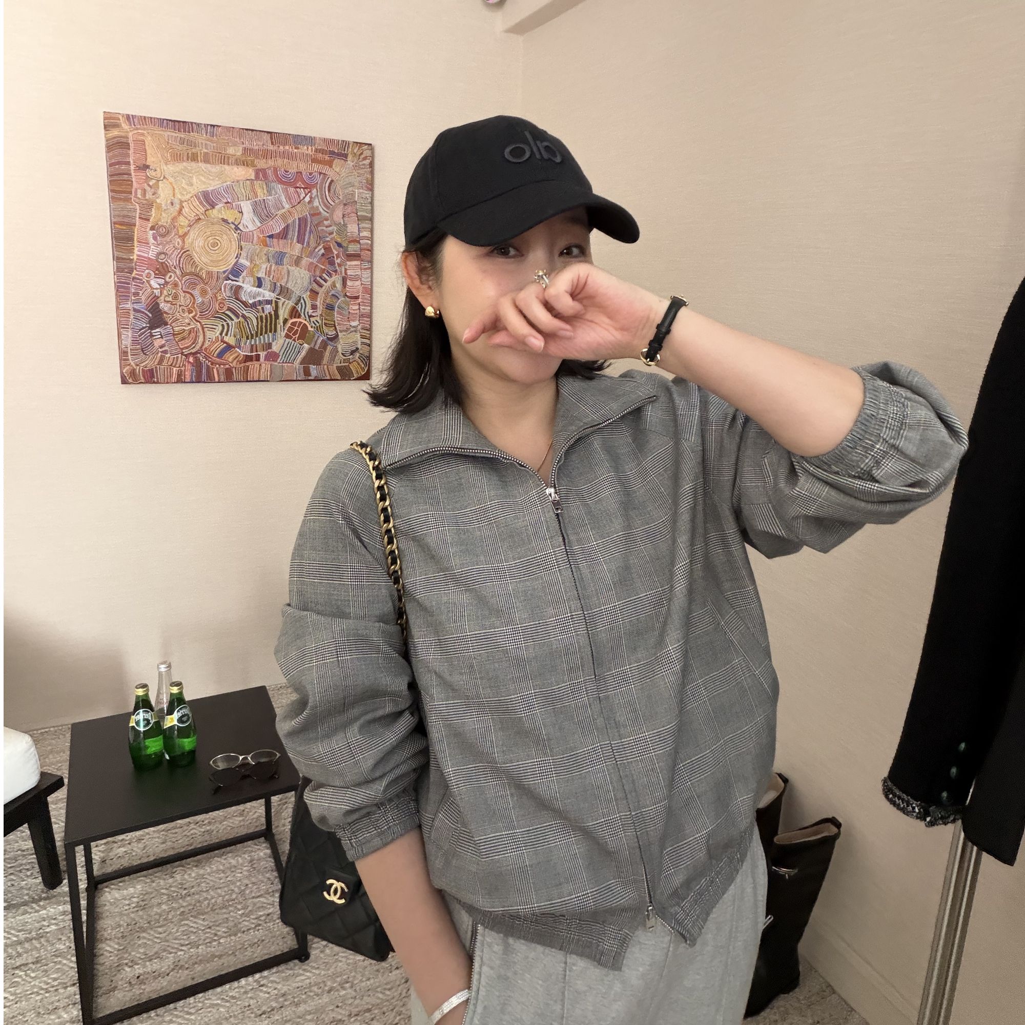 widelia陈魅儿2026秋季新款 时尚后背刺绣字母格纹长袖外套802326