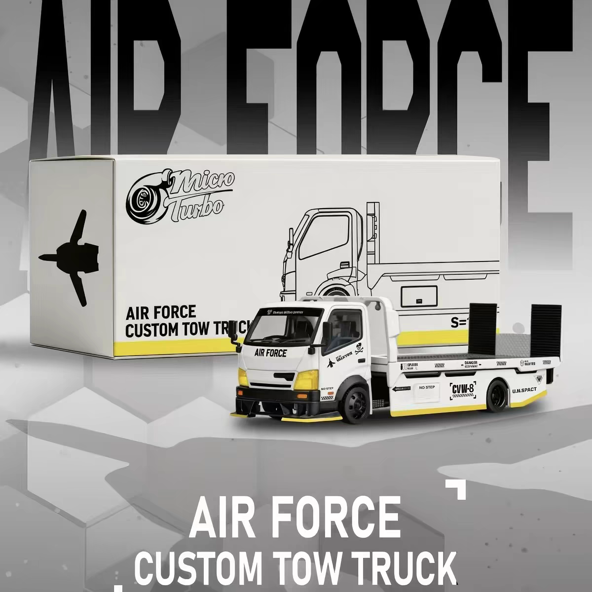 现货 mt拖车1/64 AIR FORCE改装平板拖车磨砂灰金属静态车模型
