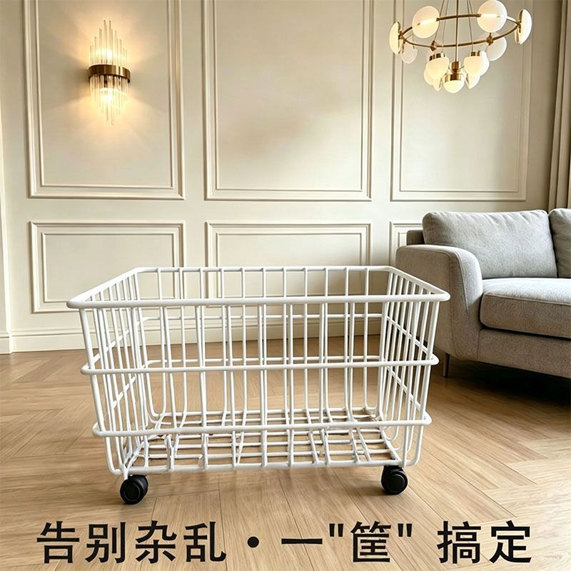 通用玩具零食收纳筐篮带轮可移动厨房卫生间置物架书本收纳杂物篮图片