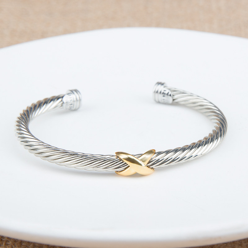 DAVID XY YURMAN SIMILAR 5MM BRACELET EUROPEAN AND AMERICAN POPULAR CABLE CROSS X OPENING WISH CROSS BORDER