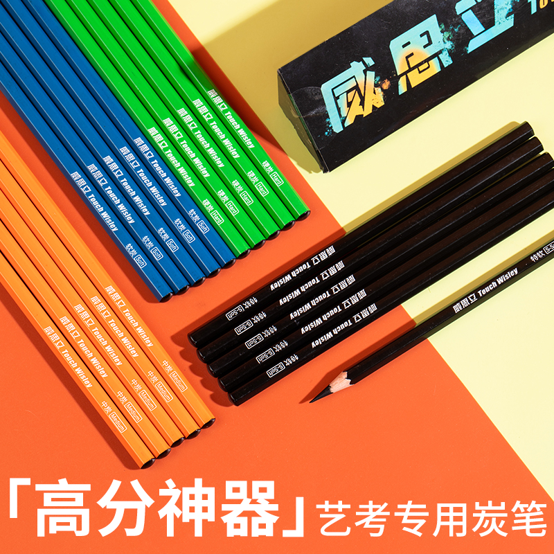 威思立炭笔美术生专用素描软炭笔特软中硬套装速写笔铅笔学生绘画