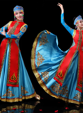 新款蒙古服装女生活装蒙族裙袍现代舞蹈民族风开场舞大摆裙演出服