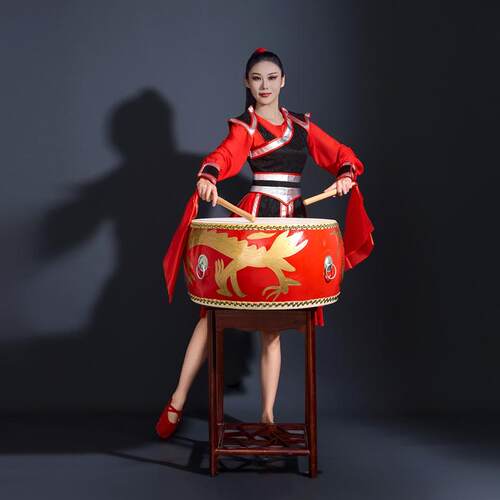 打鼓服演出服女中国风舞龙舞狮民族开场舞蹈服装腰鼓水鼓舞表演服