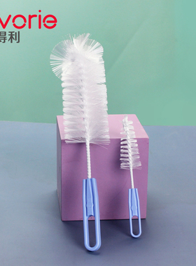 爱得利婴儿奶瓶刷2件套装清洗刷 奶嘴刷宝宝洗奶瓶尼龙刷子F01刷