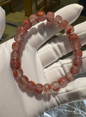 天然南红玛瑙冰飘花手链