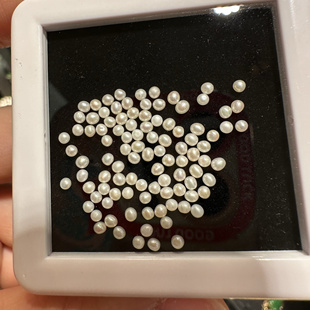 无打孔卡2mm天然淡水珍珠小米珠镶嵌配件无打孔五颗