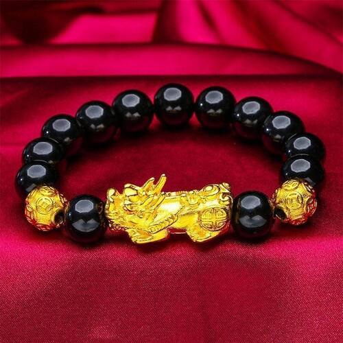 貔貅仿黑曜石手链佛珠转运男女珠女手串情侣礼