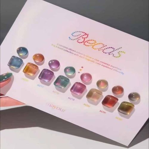 2025 韩国进口 Mayour BEADS 爆珠系列 彩虹彩色光猫眼胶 甲油胶