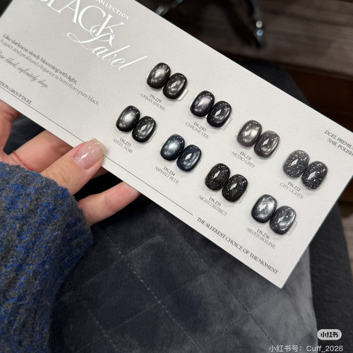2025 韩国进口 DGEL 黑曜石 极黑 黑色猫眼胶碎钻胶合集 甲油胶