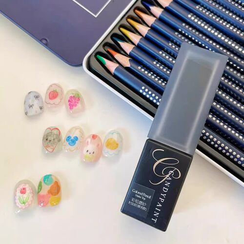 CandyPaint彩铅磨砂封层甲油胶擦洗封层水彩手绘涂鸦DIY美甲专用