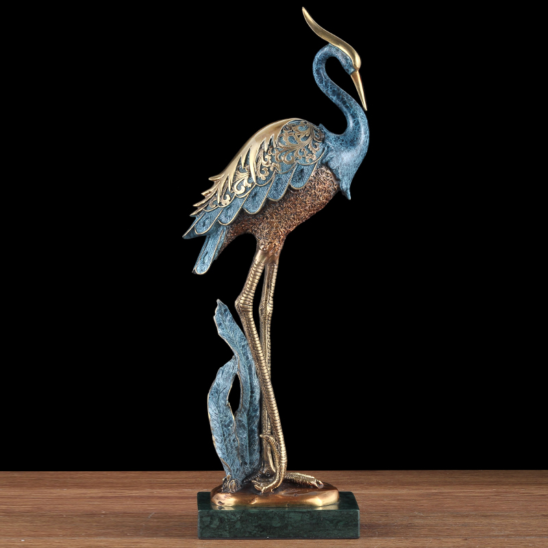 莲善堂彩铜丹顶鹤摆件铜鹤工艺品