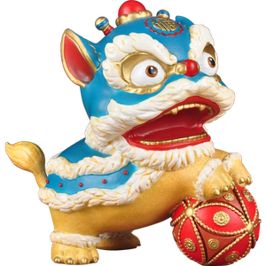 彩铜国潮舞狮一对雄狮献瑞招财
