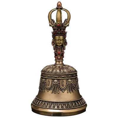 藏式浮雕铜铸金刚铃杵摆件