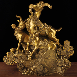 黄铜三阳开泰摆件三羊开泰生肖羊摆设家居客厅玄关装饰品乔迁礼品