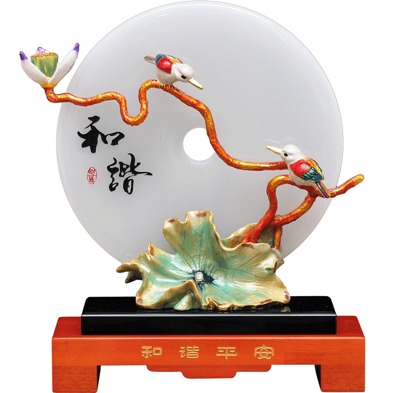 玉石平安扣和谐平安摆件家居客厅玄关电视柜装饰品乔迁新居礼品