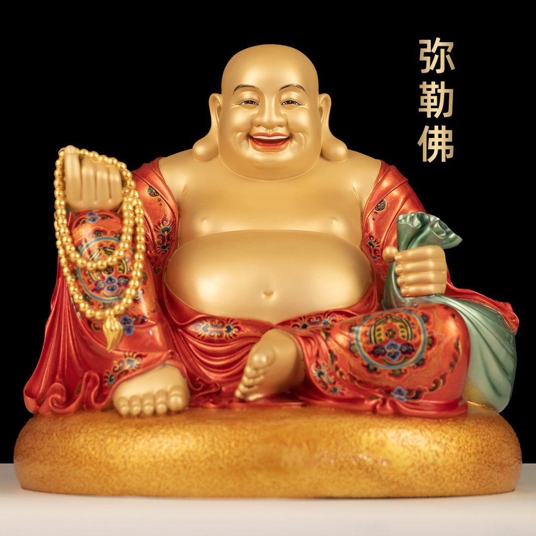 黄铜珐琅彩招财弥勒佛摆件