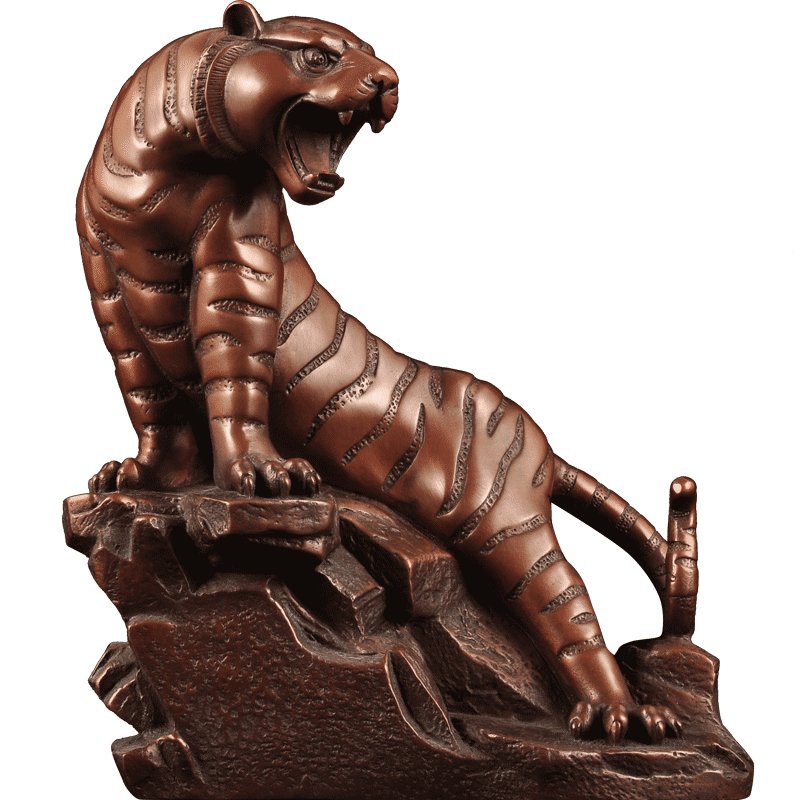 紫铜生肖老虎摆件上山虎虎啸山河工艺品家居客厅书房办公室装饰品