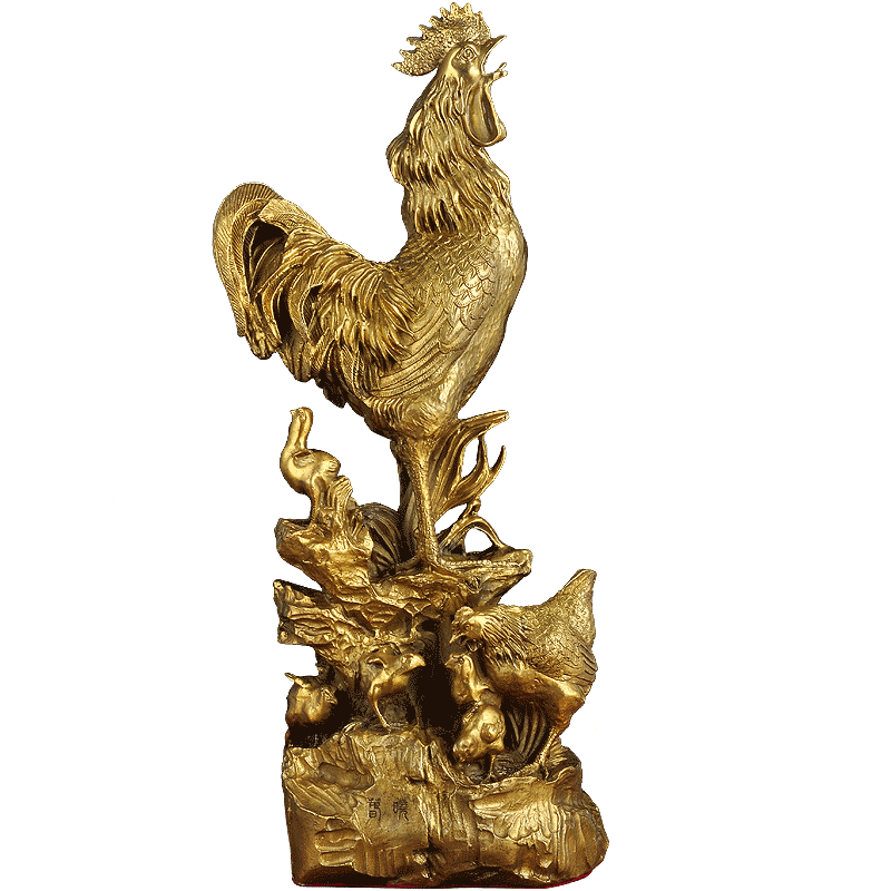 纯铜吉祥物招财金鸡报晓开业礼品