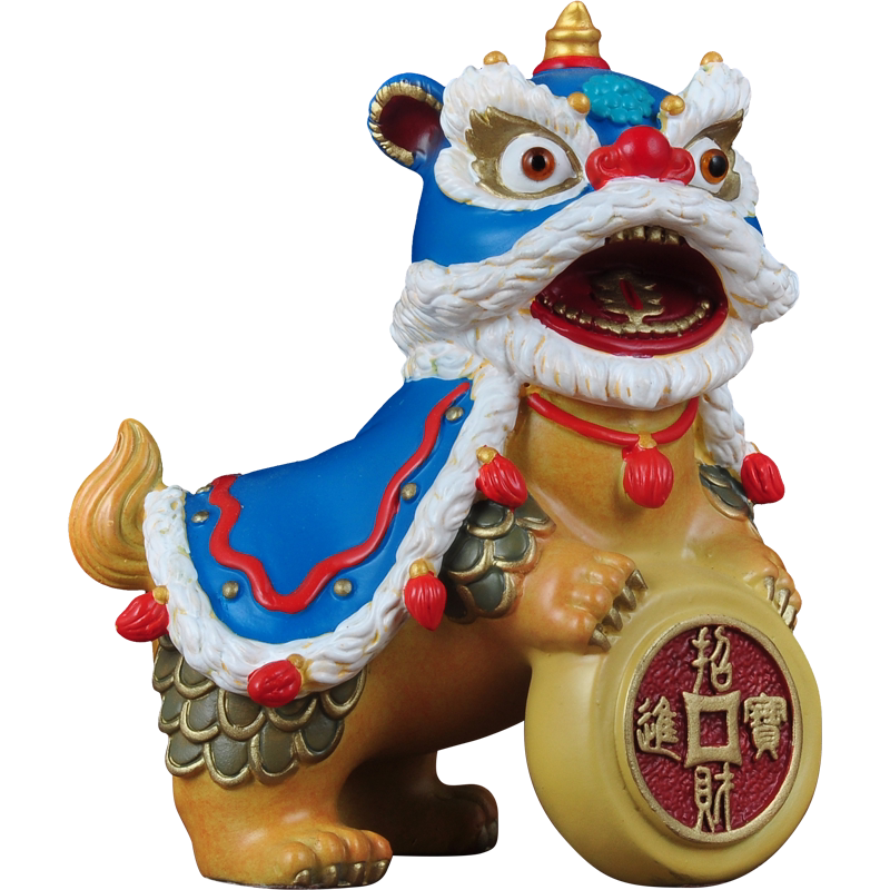 铜雄狮献瑞招财醒狮国潮舞狮摆件