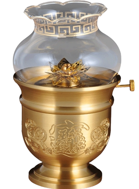 纯铜佛前家用财神工艺品酥油灯