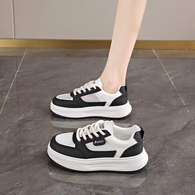 香港女鞋踩屎感真皮小白鞋春季新款爆款百搭厚底休闲运动学生板鞋