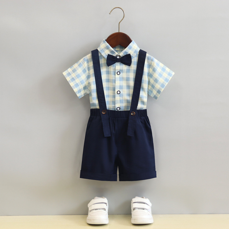 男宝宝背带裤周岁礼服夏新款婴幼儿生日一岁抓周小西装儿童演出服