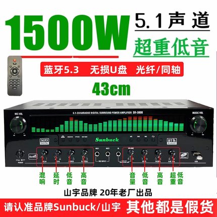 2025新款山宇5.1声道大功率功放蓝牙5.4专业大功率唱歌立体声环绕