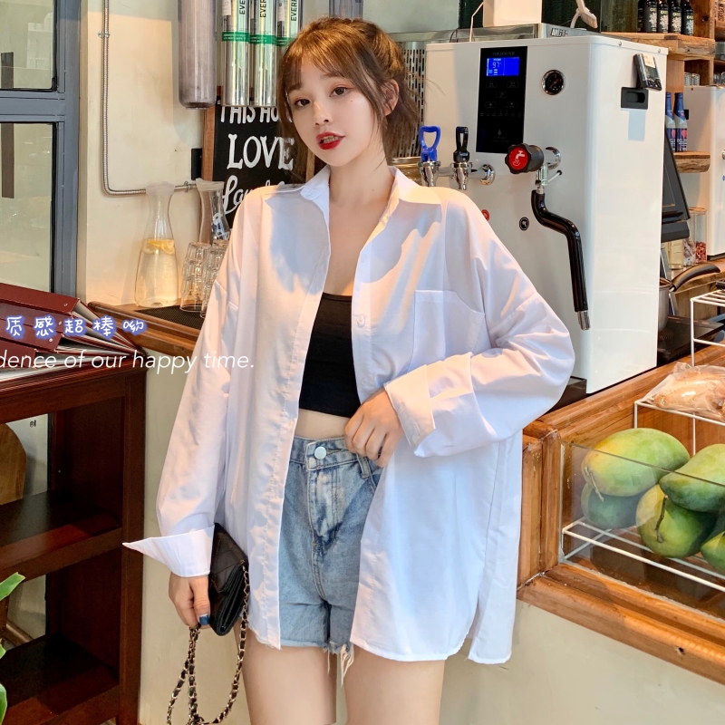 Real shot spring loose thin casual loose long sleeve women's large size women's wear slim Top Shirt