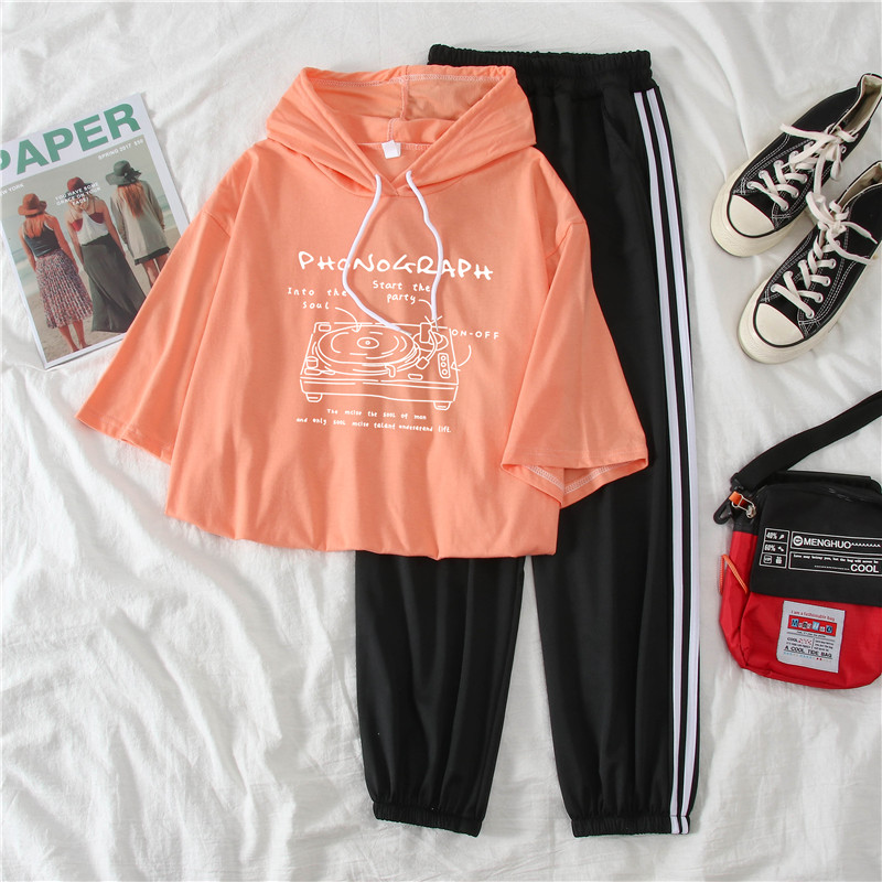 2021 real shot summer fattening plus size women's fat mm fat sister slim Capris short sleeve two piece suit