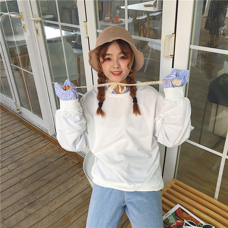 2021 shooting ~ spring clothes loose thin cartoon casual loose long sleeve women's large size women's thin shirt T-shirt