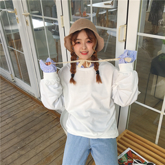 2021 shooting ~ spring clothes loose thin cartoon casual loose long sleeve women's large size women's thin shirt T-shirt