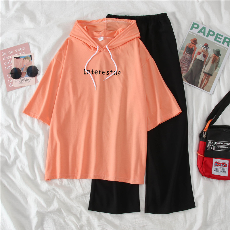 2021 real shot summer fattening plus size women's fat mm fat sister slim Capris short sleeve two piece suit