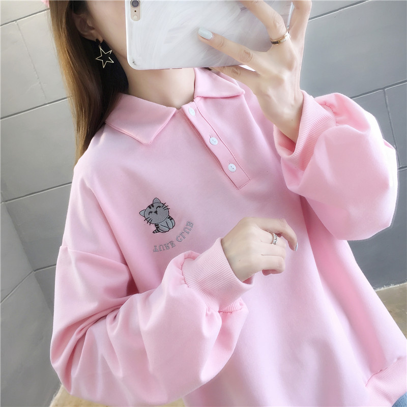 Real shot autumn clothes loose and fat plus plus size women's clothing 200 kg fat mm fat sister looks thin long sleeve long sleeve sweater woman