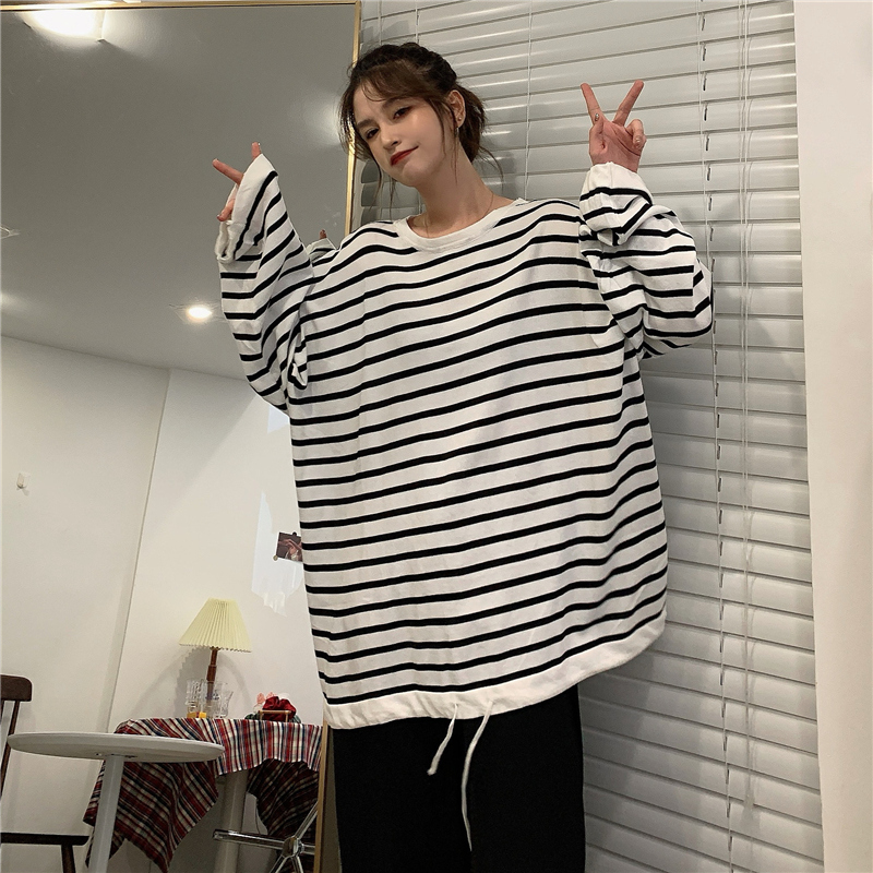 Real shot spring loose thin casual loose long sleeve women's large size women's wear slim Top Shirt