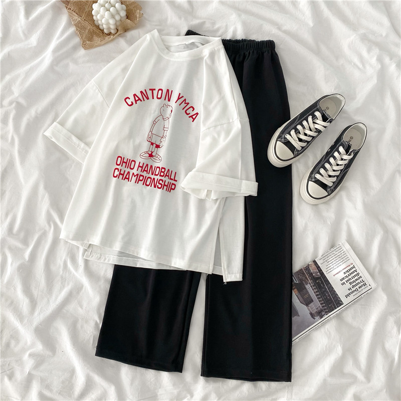 Real shot summer plus plus size women's dress fat sister slim Capris short sleeve two piece suit