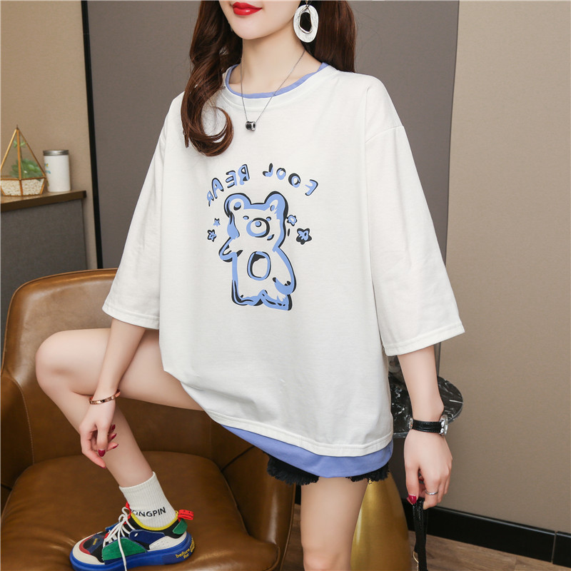 Real shot fashion summer plus plus size women's dress Jin Pang Mei Mei xianshou T-shirt short sleeve T-shirt