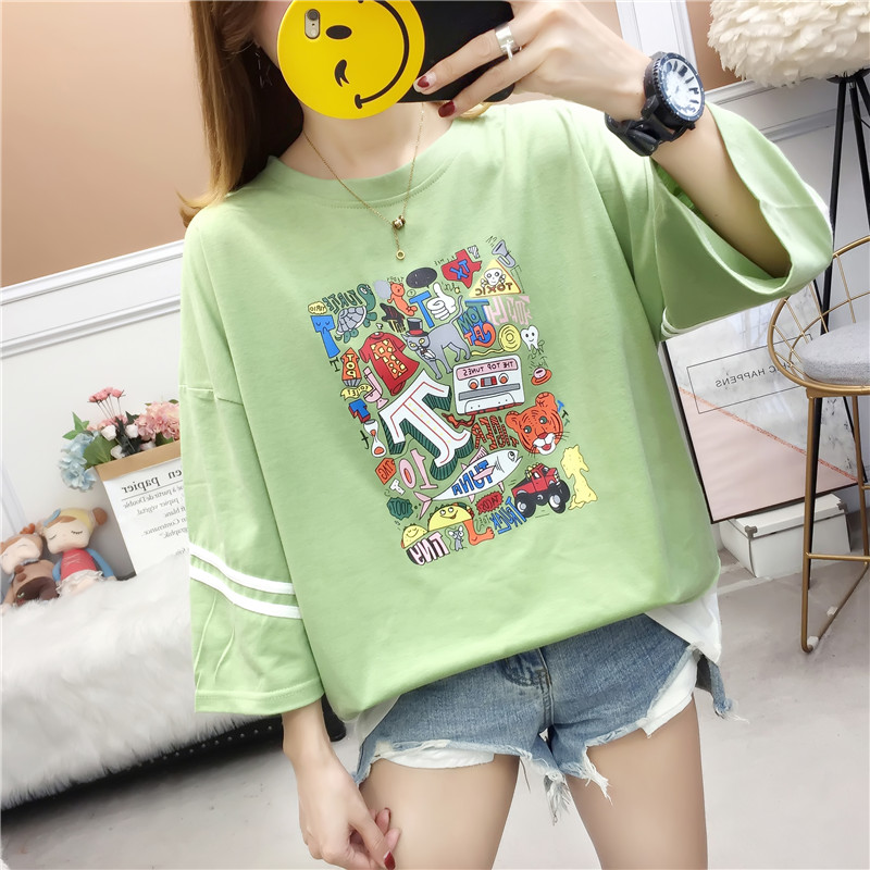 2021 new relaxed Hong Kong Style ancient Japanese summer short sleeve t-girl clothes lovers wear large women's clothes