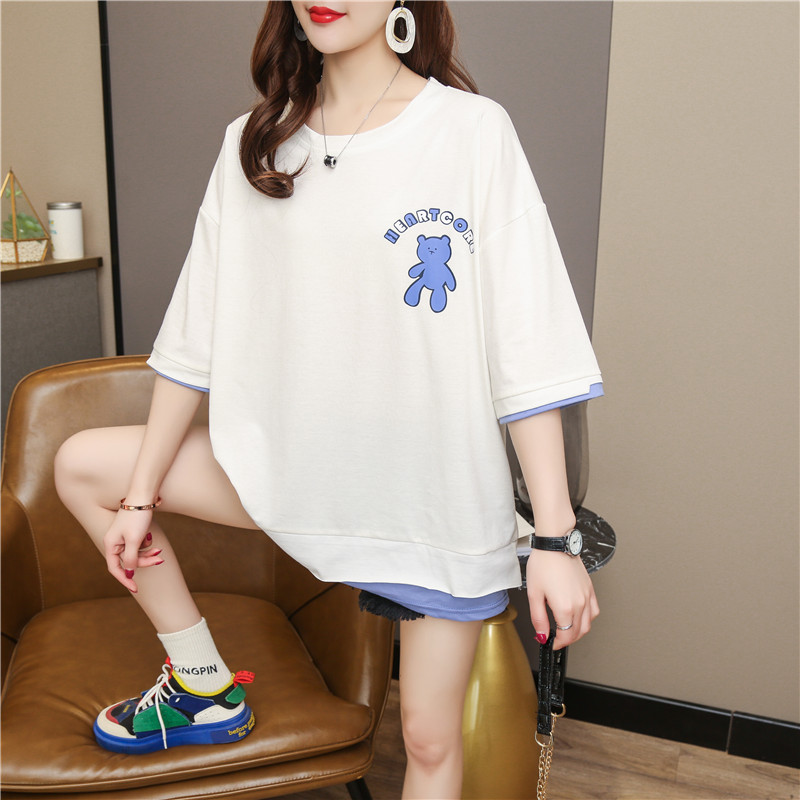 Real shot fashion summer plus plus size women's dress Jin Pang Mei Mei xianshou T-shirt short sleeve T-shirt