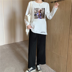 2021 shooting ~ spring clothes loose long sleeve thin casual suit women's two piece long sleeve women's Capris