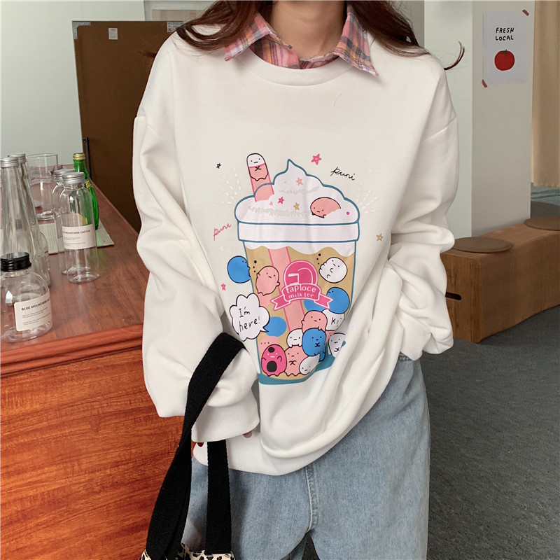 New autumn and winter holiday 2020 two piece loose Polo baby collar color matching thickened Plush sweater women's top