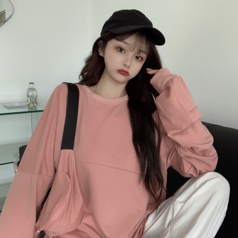 Real shot spring loose thin casual loose long sleeve women's large size women's wear slim Top Shirt