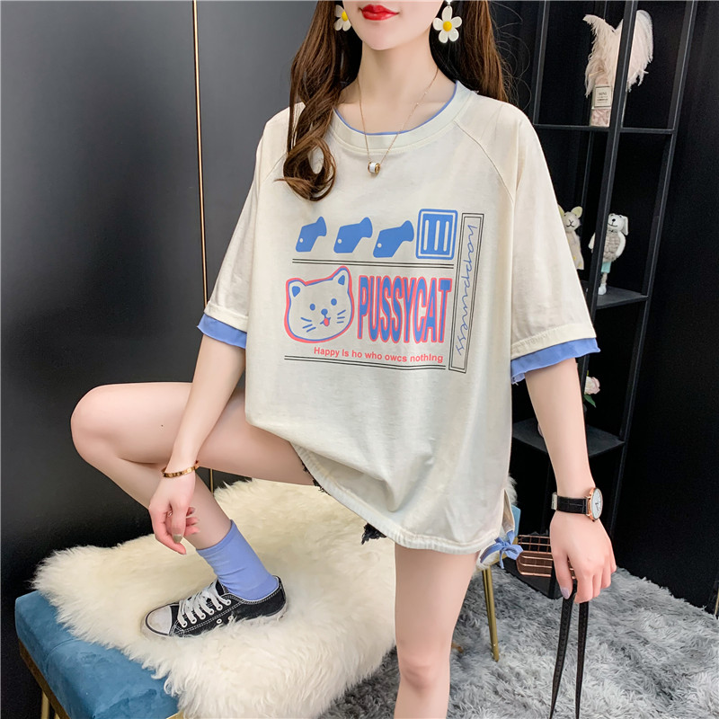 Real shot fashion summer plus plus size women's dress Jin Pang Mei Mei xianshou T-shirt short sleeve T-shirt