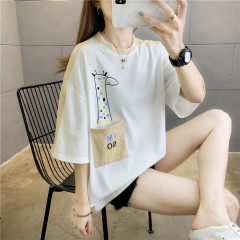 Real shot fashion summer plus plus size women's clothing fat sister slim top short sleeve T-shirt
